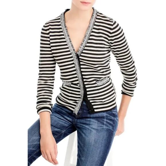 J. Crew Stripe Harlow Cardigan - Picture 1 of 13